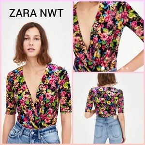 🌈🔥 NWT Zara velvet devore' bodysuit
